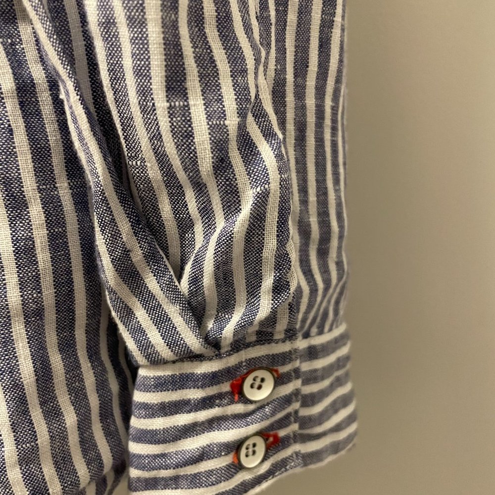 Sigrid Olsen Striped Linen Button Down Shirt With… - image 6